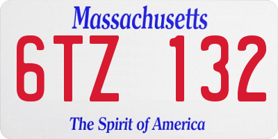MA license plate 6TZ132