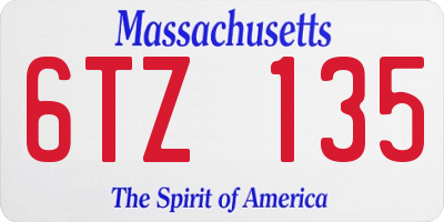 MA license plate 6TZ135