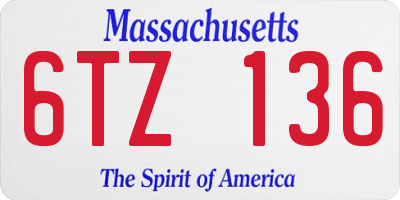 MA license plate 6TZ136