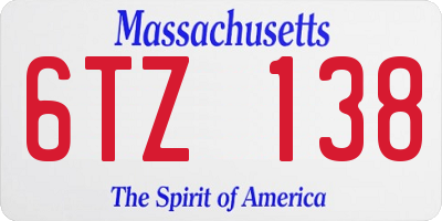 MA license plate 6TZ138