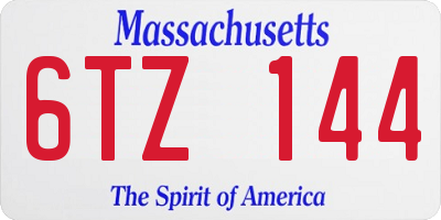MA license plate 6TZ144