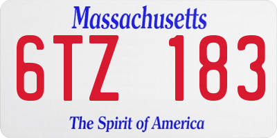 MA license plate 6TZ183