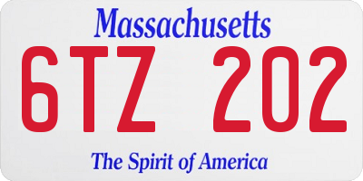 MA license plate 6TZ202