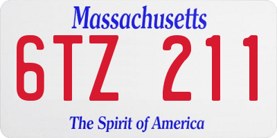 MA license plate 6TZ211