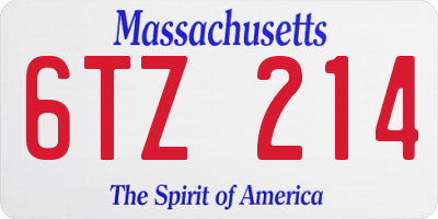 MA license plate 6TZ214