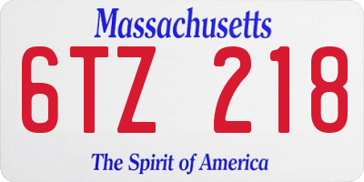 MA license plate 6TZ218