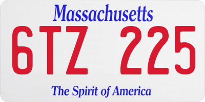 MA license plate 6TZ225