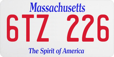 MA license plate 6TZ226