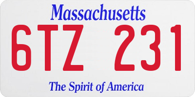 MA license plate 6TZ231
