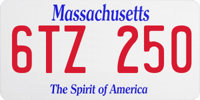 MA license plate 6TZ250