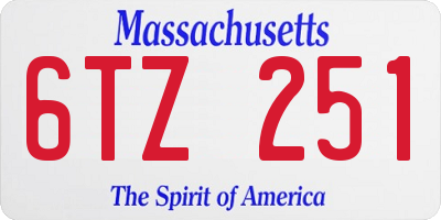 MA license plate 6TZ251