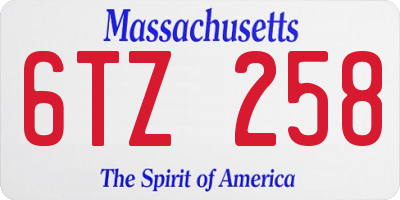 MA license plate 6TZ258
