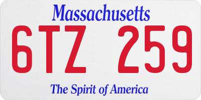 MA license plate 6TZ259