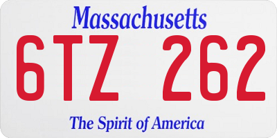 MA license plate 6TZ262
