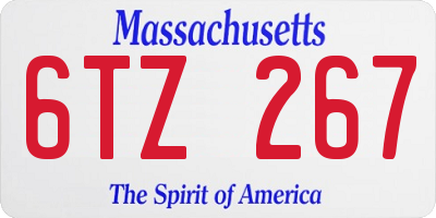 MA license plate 6TZ267