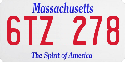 MA license plate 6TZ278
