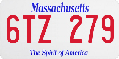 MA license plate 6TZ279