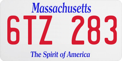 MA license plate 6TZ283
