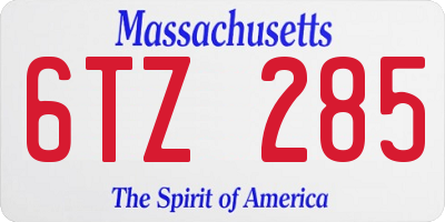 MA license plate 6TZ285