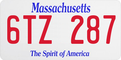 MA license plate 6TZ287