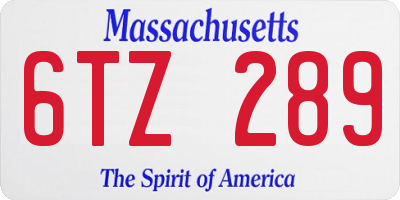 MA license plate 6TZ289