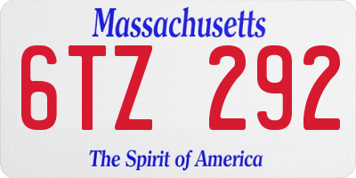 MA license plate 6TZ292