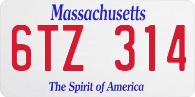 MA license plate 6TZ314