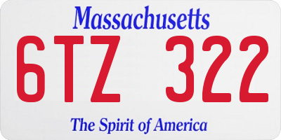 MA license plate 6TZ322