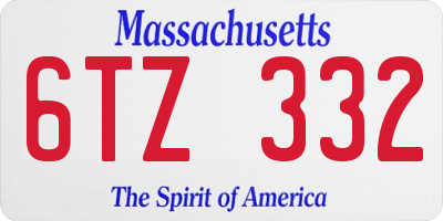 MA license plate 6TZ332
