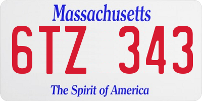MA license plate 6TZ343
