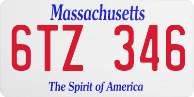 MA license plate 6TZ346