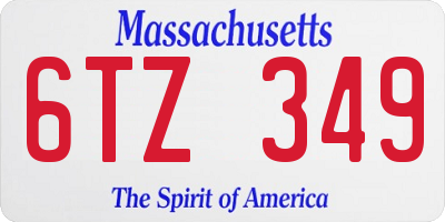 MA license plate 6TZ349