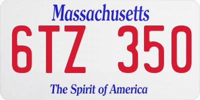MA license plate 6TZ350