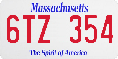 MA license plate 6TZ354