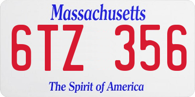 MA license plate 6TZ356