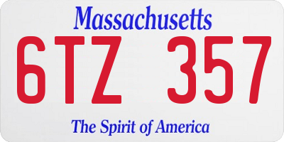 MA license plate 6TZ357