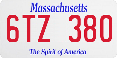 MA license plate 6TZ380