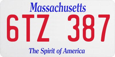 MA license plate 6TZ387