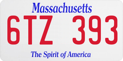 MA license plate 6TZ393