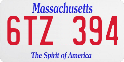 MA license plate 6TZ394