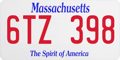 MA license plate 6TZ398
