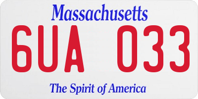 MA license plate 6UA033