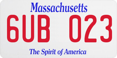 MA license plate 6UB023