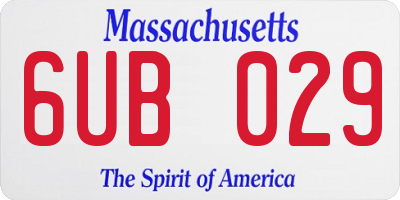 MA license plate 6UB029