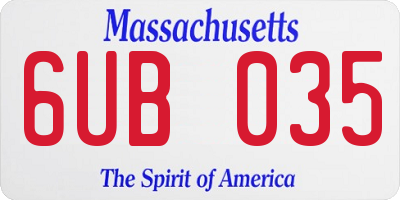 MA license plate 6UB035