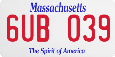 MA license plate 6UB039