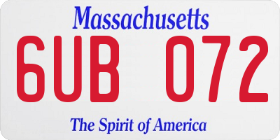 MA license plate 6UB072