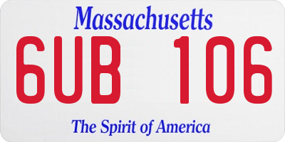 MA license plate 6UB106