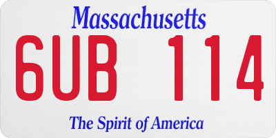MA license plate 6UB114