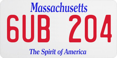 MA license plate 6UB204